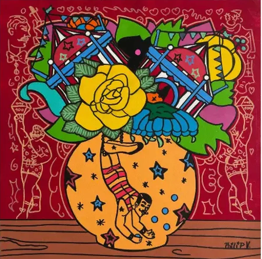 It's Showtime — Acryl op canvas, 60 × 60 cm, 2024