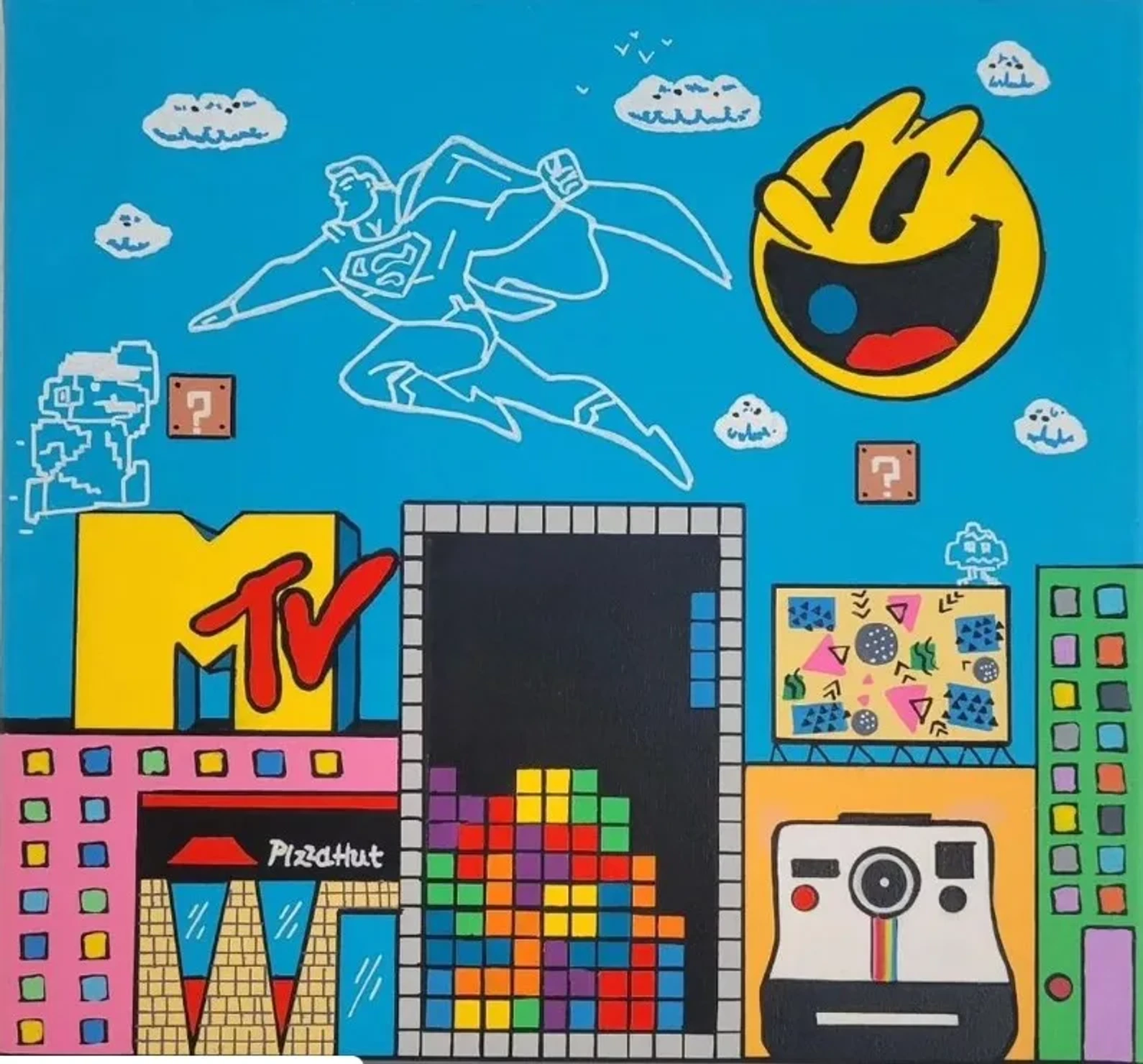 Citylife — Acryl op canvas, 100 × 100 cm, 2024